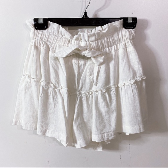 Princess Polly High Waisted Tie White Shorts - Picture 1 of 8